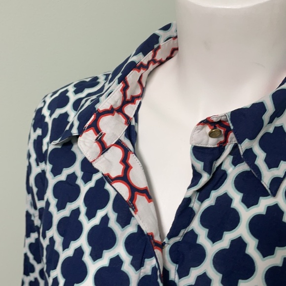 Lands’ End Navy & White Button Front Dress Coverup - Picture 5 of 9